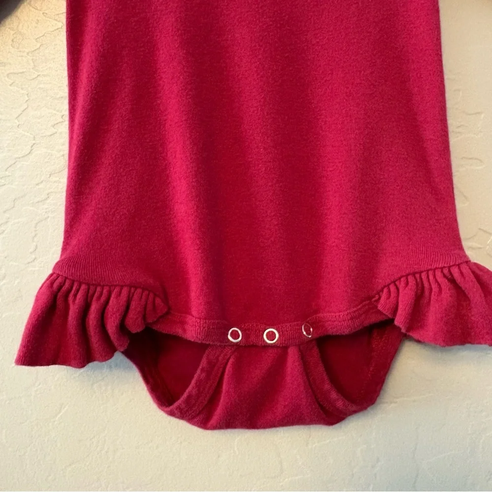 Kate Quinn dark red long sleeve cotton ruffle leg bodysuit one piece 6-12 months